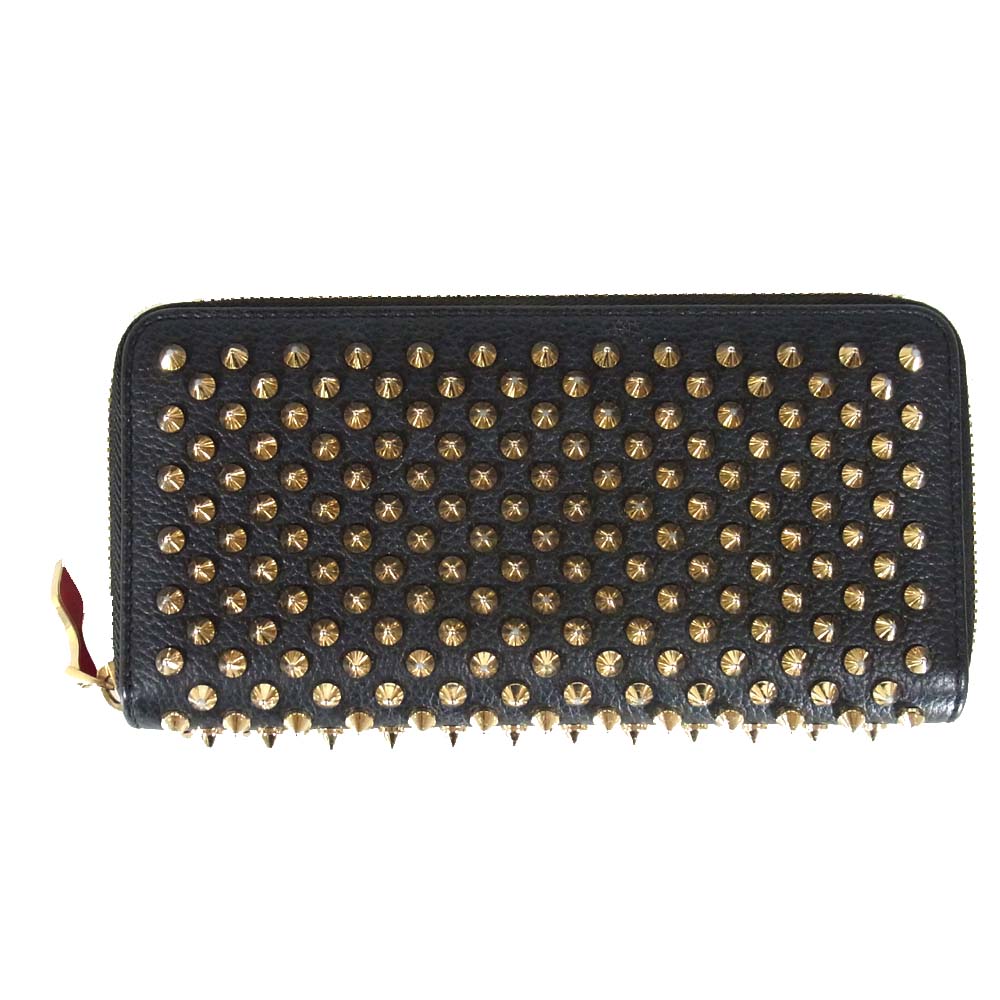 Christian Louboutin クリスチャンルブタン 1185059 パネトーネ スタッズ付 ラウンドファスナー BLACK/GOLD【中古】