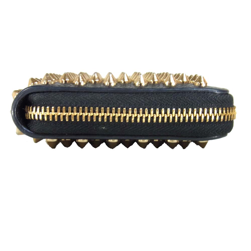 Christian Louboutin クリスチャンルブタン 1185059 パネトーネ スタッズ付 ラウンドファスナー BLACK/GOLD【中古】