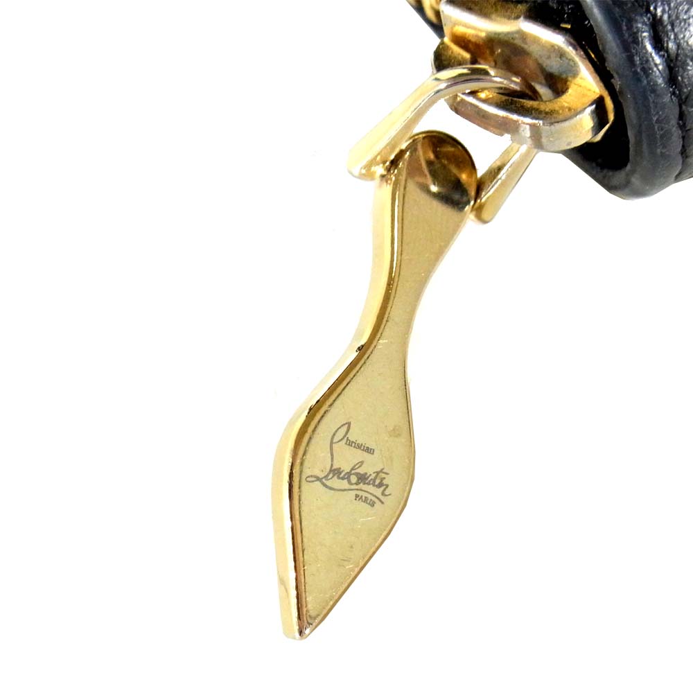 Christian Louboutin クリスチャンルブタン 1185059 パネトーネ スタッズ付 ラウンドファスナー BLACK/GOLD【中古】