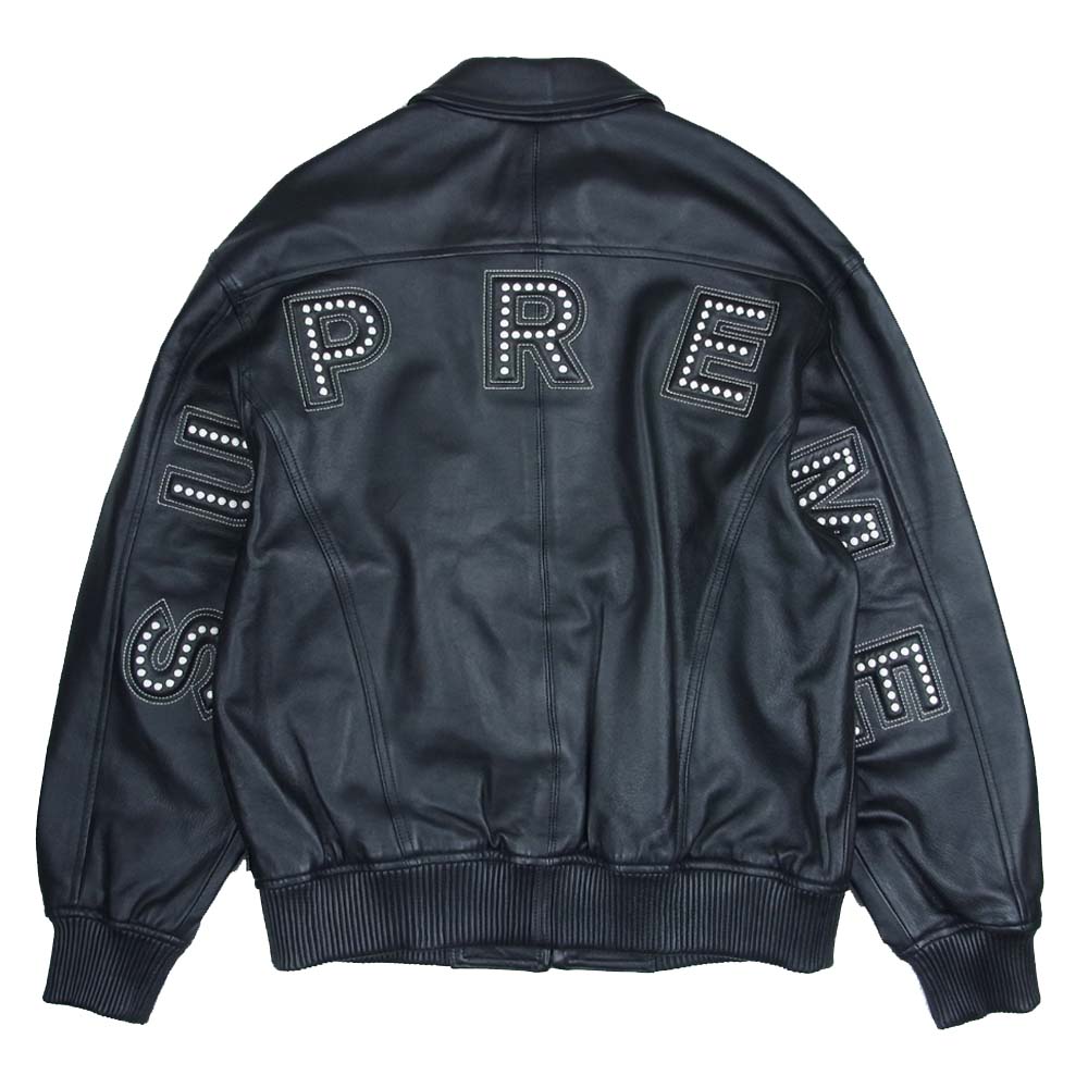 Supreme シュプリーム 18ss Studded Arc Logo Leather Jacket  スタッズ アーチロゴ レザー ジャケット ブラック系 M【美品】【中古】