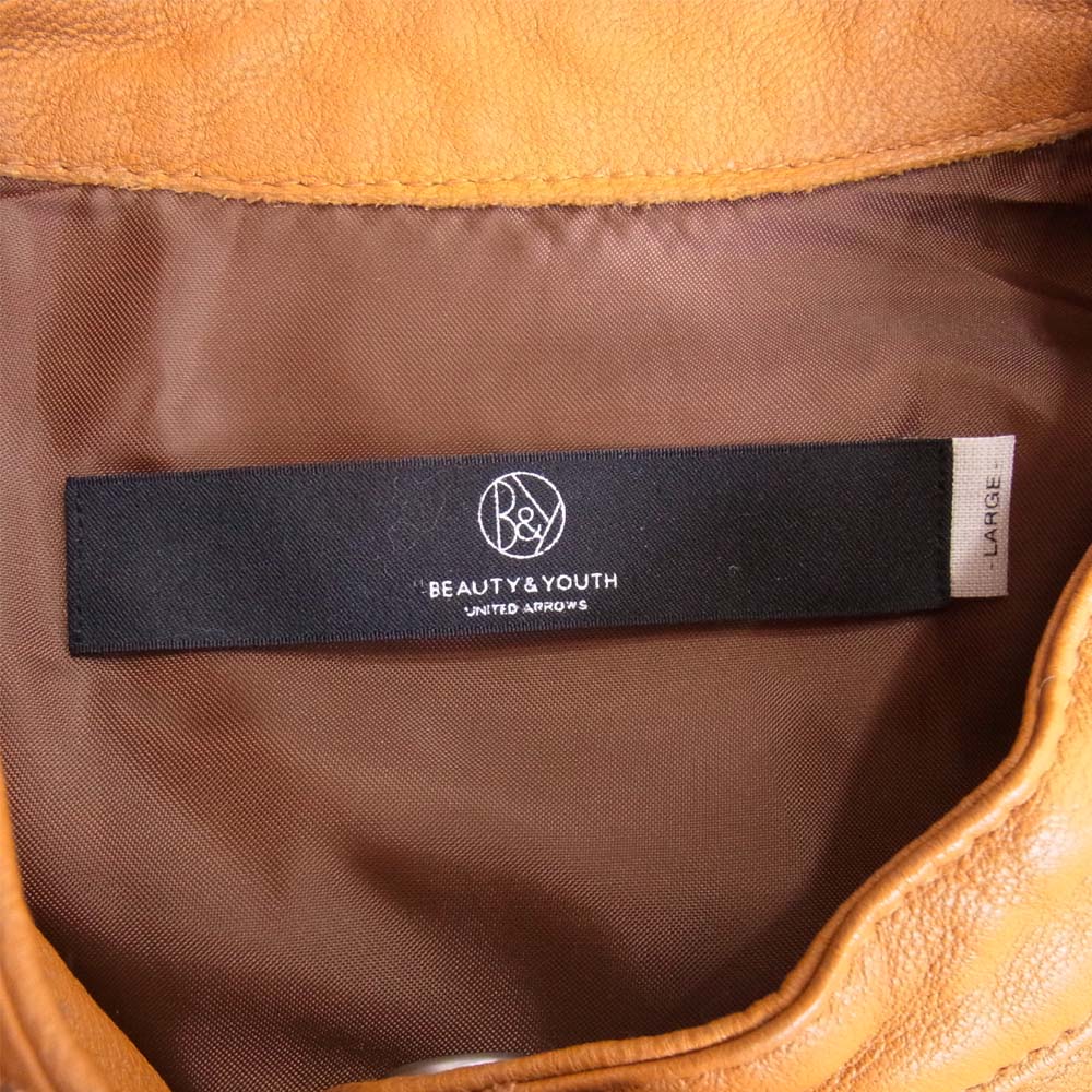 UNITED ARROWS ユナイテッドアローズ B&Y ゴートレザー シングル ライダース ジャケット ベージュ系 ベージュ系 L L【中古】