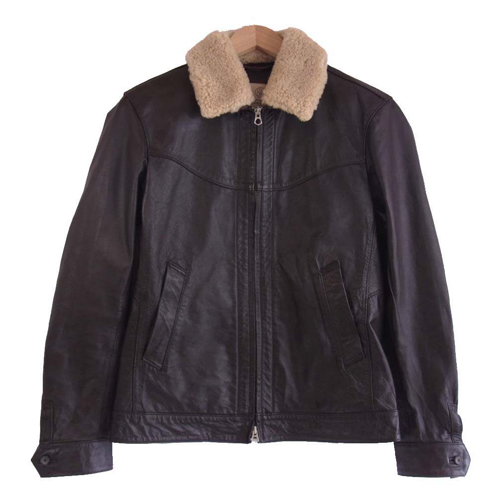 UNITED ARROWS ユナイテッドアローズ B&Y 襟ボア ムートン レザー ジャケット ブラウン系 L【中古】