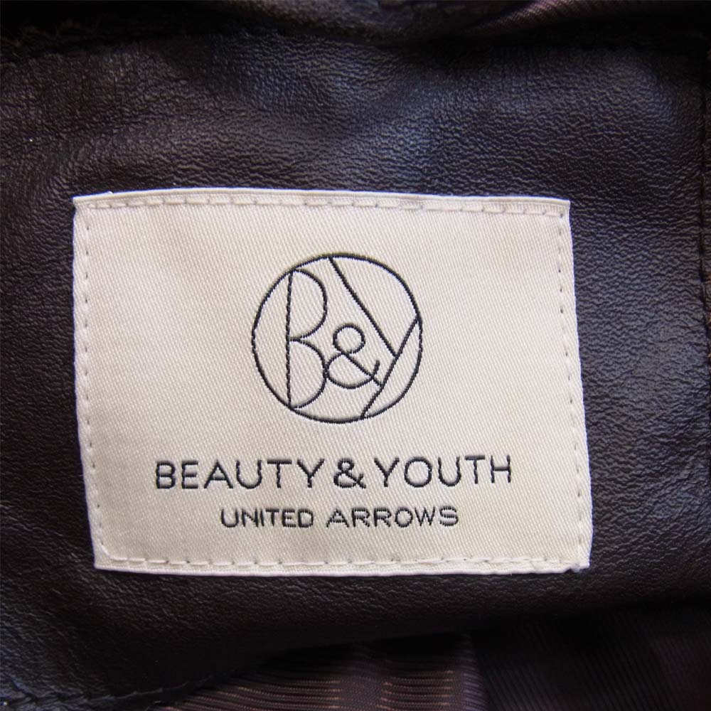 UNITED ARROWS ユナイテッドアローズ B&Y 襟ボア ムートン レザー ジャケット ブラウン系 L【中古】