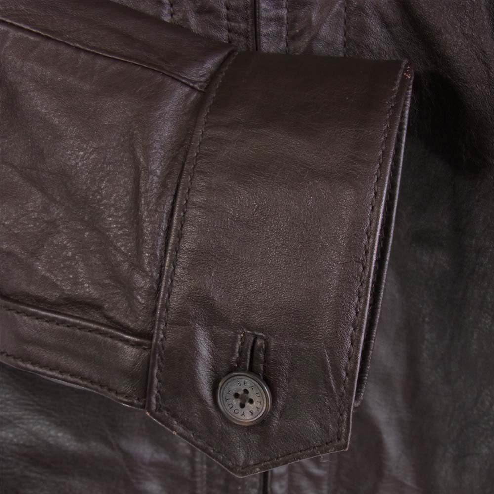 UNITED ARROWS ユナイテッドアローズ B&Y 襟ボア ムートン レザー ジャケット ブラウン系 L【中古】