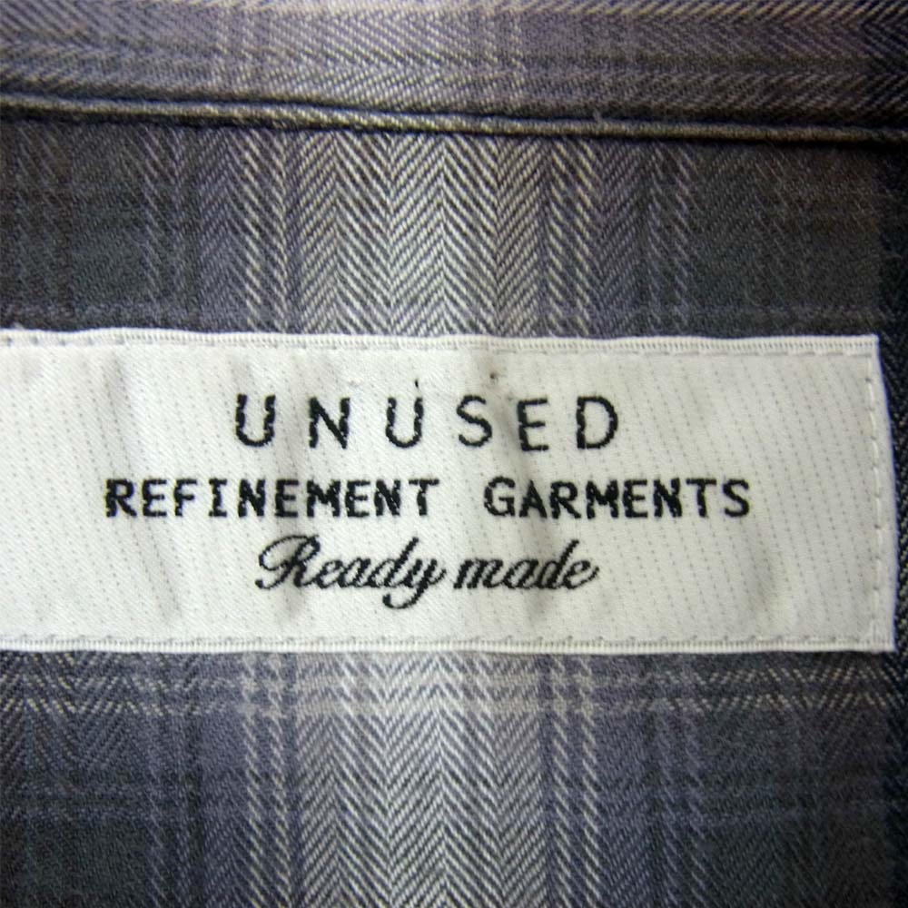 UNUSED アンユーズド US0469 オンブレ チェック シャツ グレー系 3【中古】
