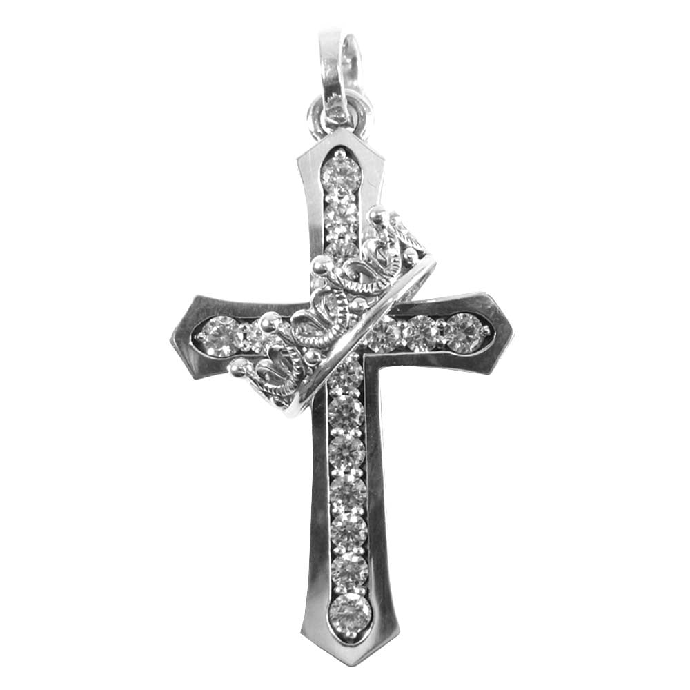 ジャスティン デイビス ギャラ付き SPJ 122-1 Cross With Crown Pendant シルバー系【美品】【中古】