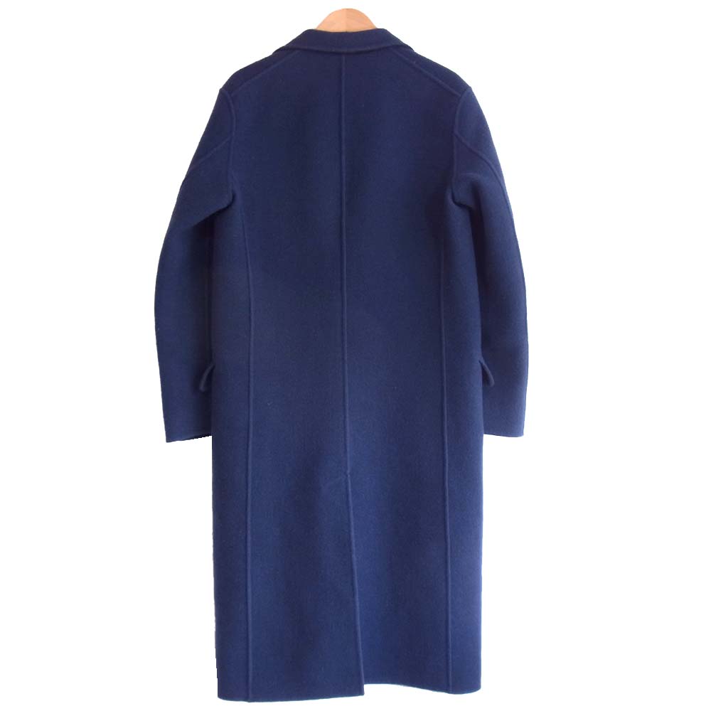Drawer ドゥロワー 6525-299-0513 シルク混 ウール ロング チェスター コート ネイビー系 36【美品】【中古】