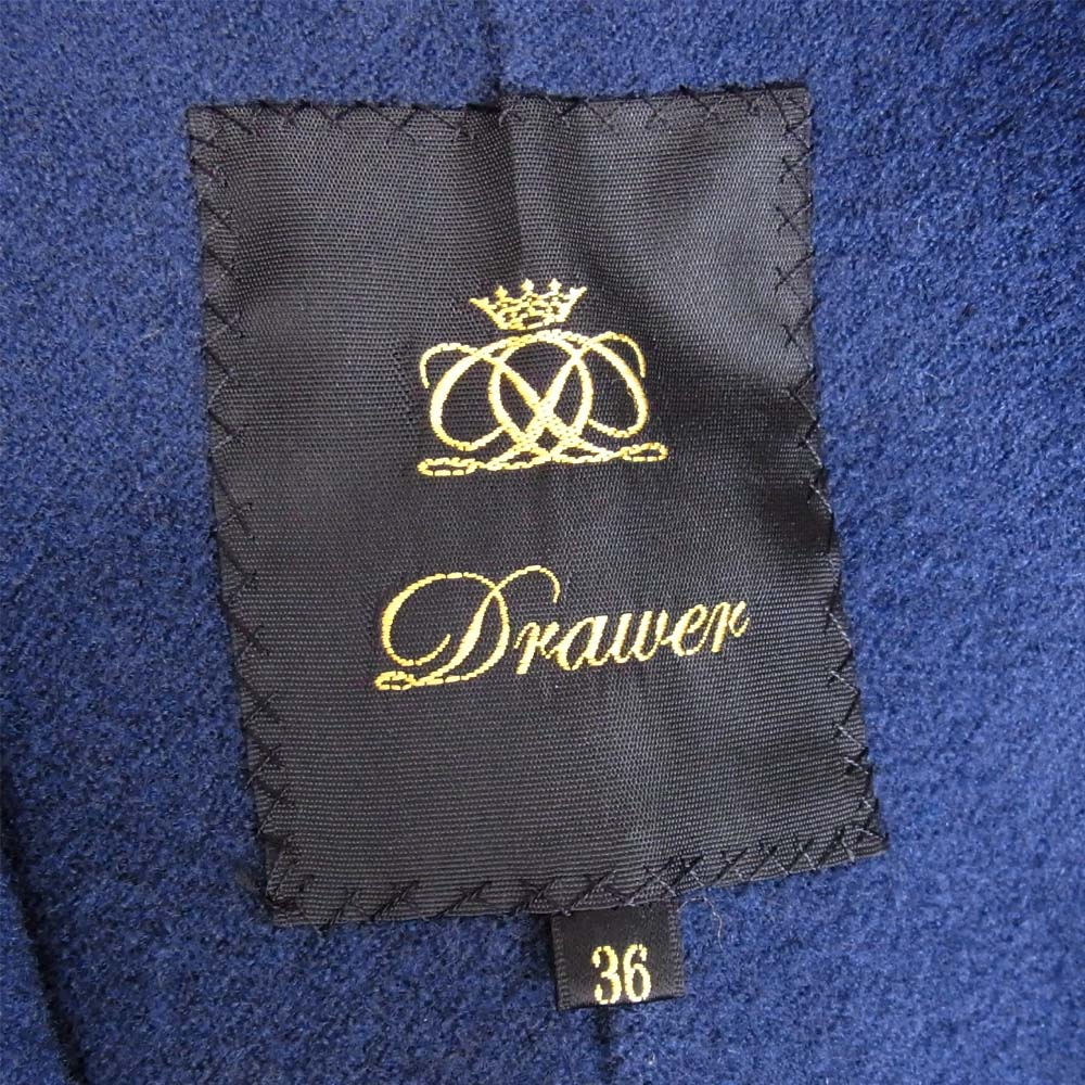 Drawer ドゥロワー 6525-299-0513 シルク混 ウール ロング チェスター コート ネイビー系 36【美品】【中古】