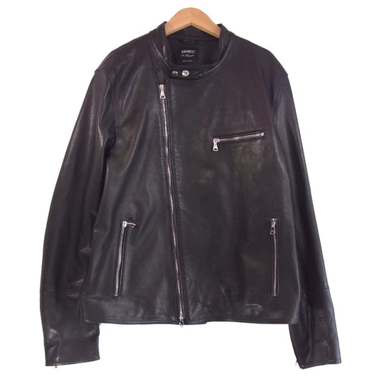 エンメティ EMMETI 20SS JOSEPH ジョセフ ラムスキン ナッパマンガ ダブルライダース ジャケット ブラック系 52【美品】【中古】
