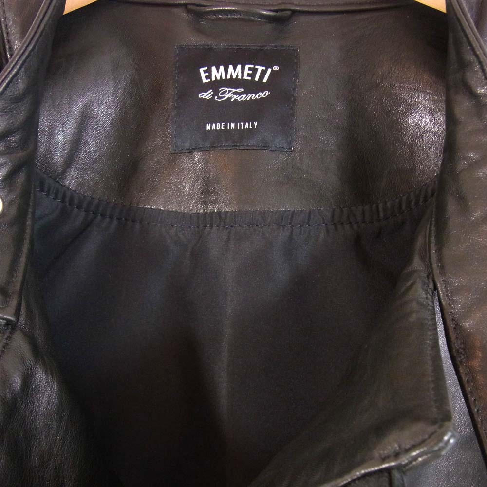 エンメティ EMMETI 20SS JOSEPH ジョセフ ラムスキン ナッパマンガ ダブルライダース ジャケット ブラック系 52【美品】【中古】