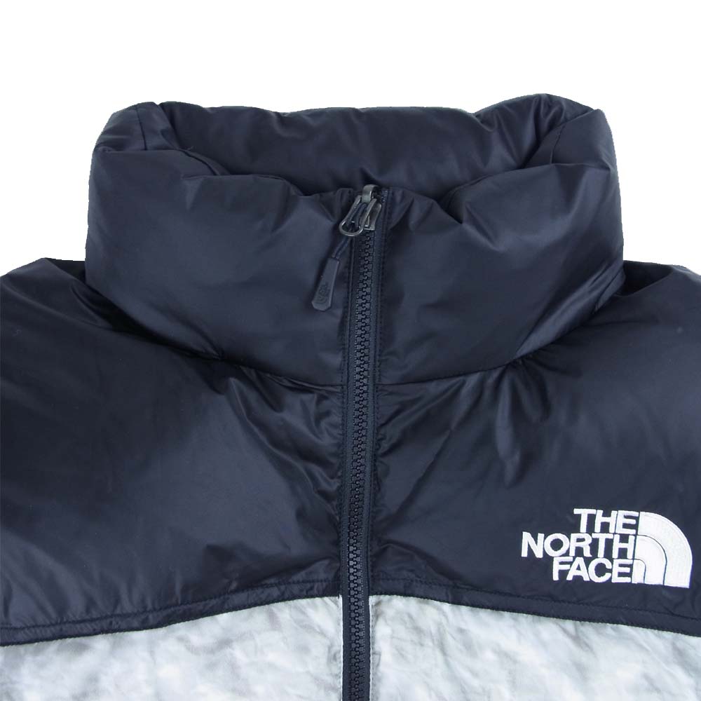 Supreme シュプリーム 19AW ND91806I 国内正規品 THE NORTH FACE ノースフェイス Paper Print Nuptse Jacket ペーパープリント ヌプシ ダウン ジャケット グレー系 ブラック系 L【美品】【中古】