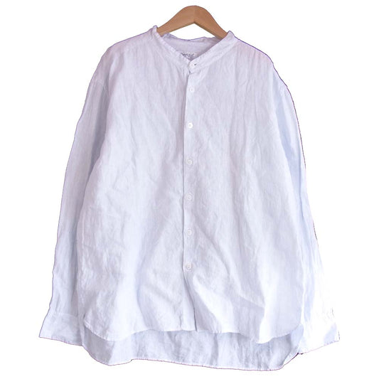 バーグファベル bergfabel ストライプ スタンドカラー 長袖 シャツ ホワイト系 ブルー系 52【中古】
