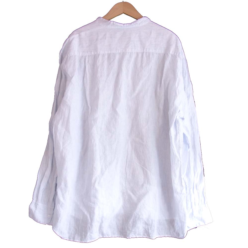 バーグファベル bergfabel ストライプ スタンドカラー 長袖 シャツ ホワイト系 ブルー系 52【中古】