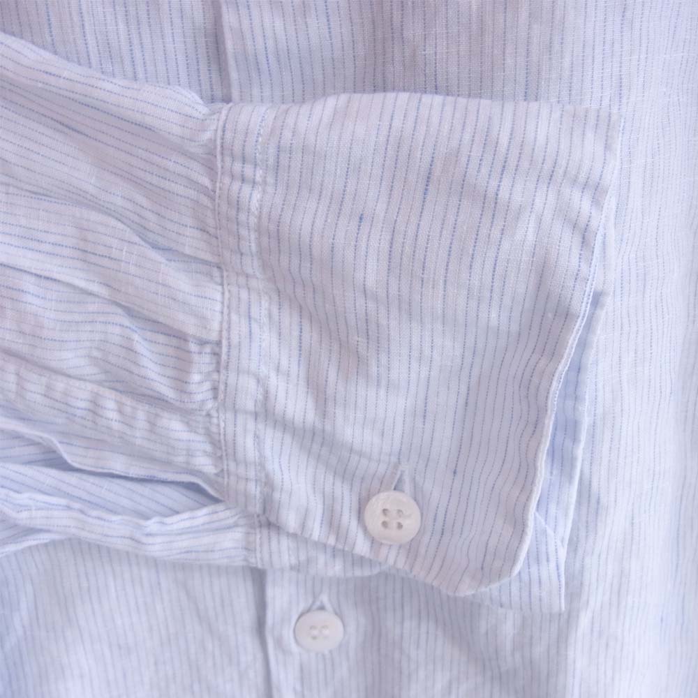 バーグファベル bergfabel ストライプ スタンドカラー 長袖 シャツ ホワイト系 ブルー系 52【中古】