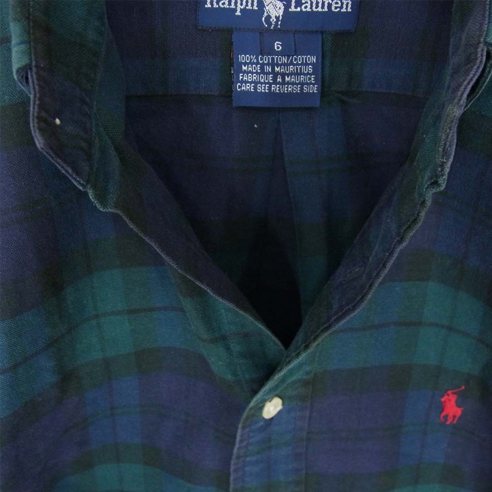 RALPH LAUREN ラルフローレン ラルフローレン ボタンダウン チェック シャツ ネイビー系 6【中古】