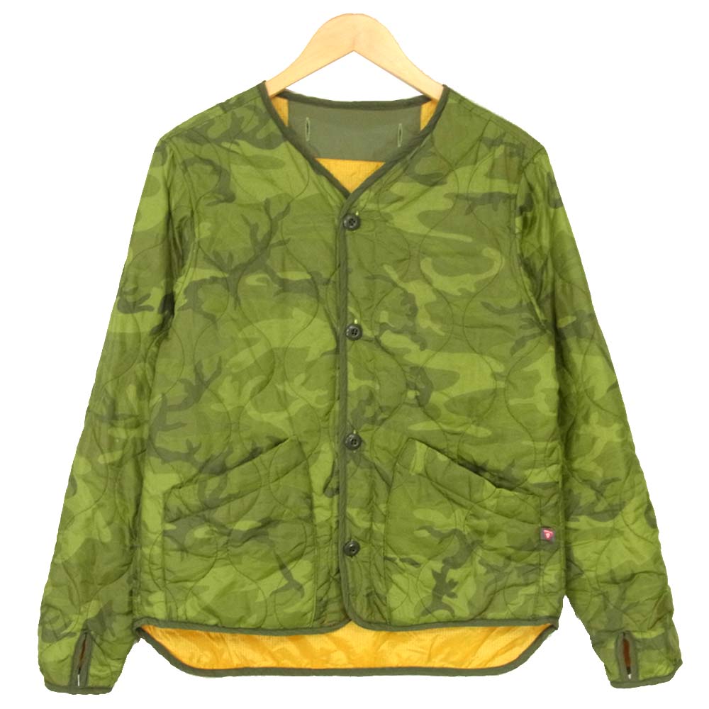 BARNS OUTFITTERS バーンズ 迷彩 カモ柄 ナイロン インナー ダウンジャケット カーキ系 1【美品】【中古】
