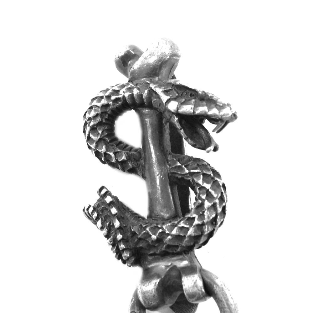 GABOR ガボール 国内正規店ギャランティ付属 スネークキーパー 2ライオンヘッド スカルプテッド スカルリンク ウォレットチェーン シルバー系【中古】