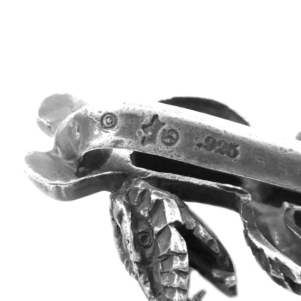 GABOR ガボール 国内正規店ギャランティ付属 スネークキーパー 2ライオンヘッド スカルプテッド スカルリンク ウォレットチェーン シルバー系【中古】