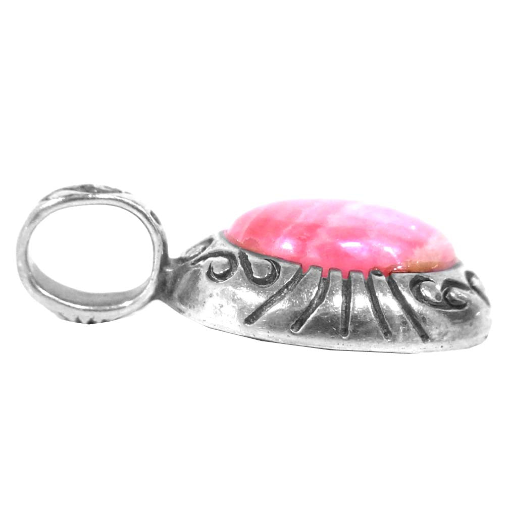 SAAD サード 天然石 ストーン ペンダント トップ シルバー系 ピンク系【中古】