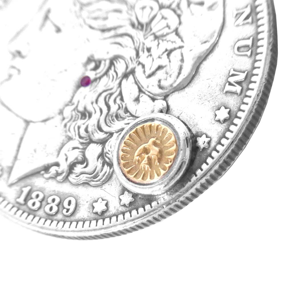 WINGROCK ウィングロック K18 金メタル ルビー モルガンコイン ペンダントトップ シルバー系【中古】