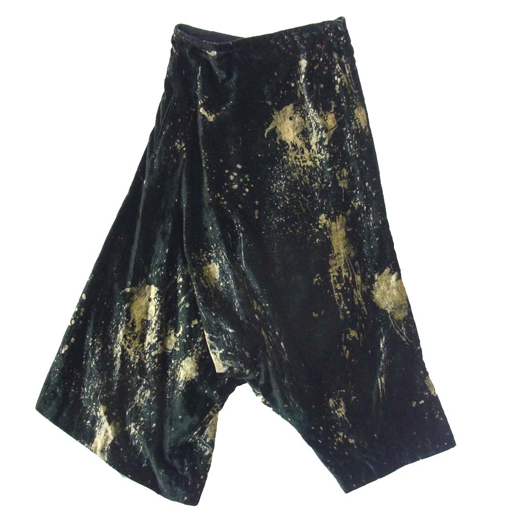 Y's ワイズ YH-P01-205 抜染 脱色加工 ベロア サルエル パンツ グリーン系 1【中古】