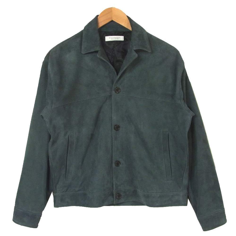 UNITED ARROWS ユナイテッドアローズ 1225-199-8972 山羊革 ゴートスウェード オープンカラー ブルゾン ブルー系 S【美品】【中古】
