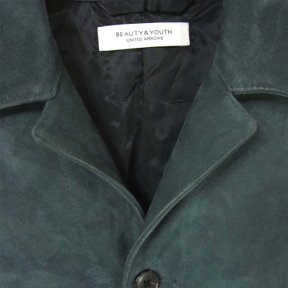 UNITED ARROWS ユナイテッドアローズ 1225-199-8972 山羊革 ゴートスウェード オープンカラー ブルゾン ブルー系 S【美品】【中古】