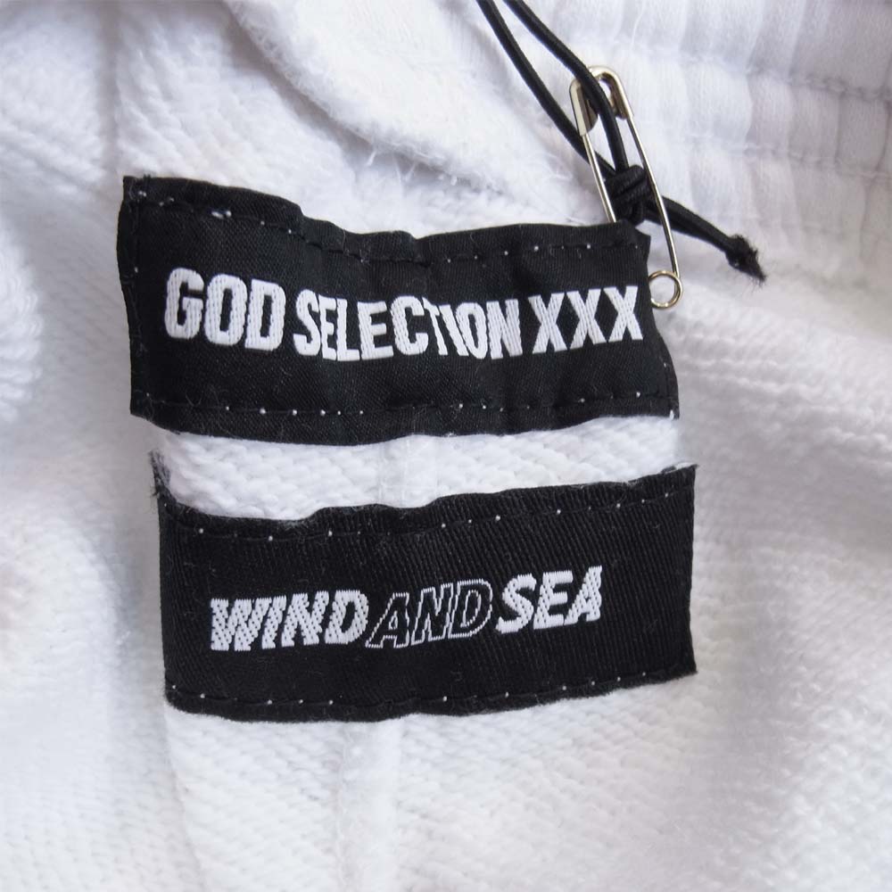 ウィンダンシー WIND AND SEA 20SS WDS-XXX-06 ゴッドセレクション GOD SELECTION XXX SWEAT SHORTS スウェット ロゴプリント ショーツ ホワイト系 M【新古品】【未使用】【中古】