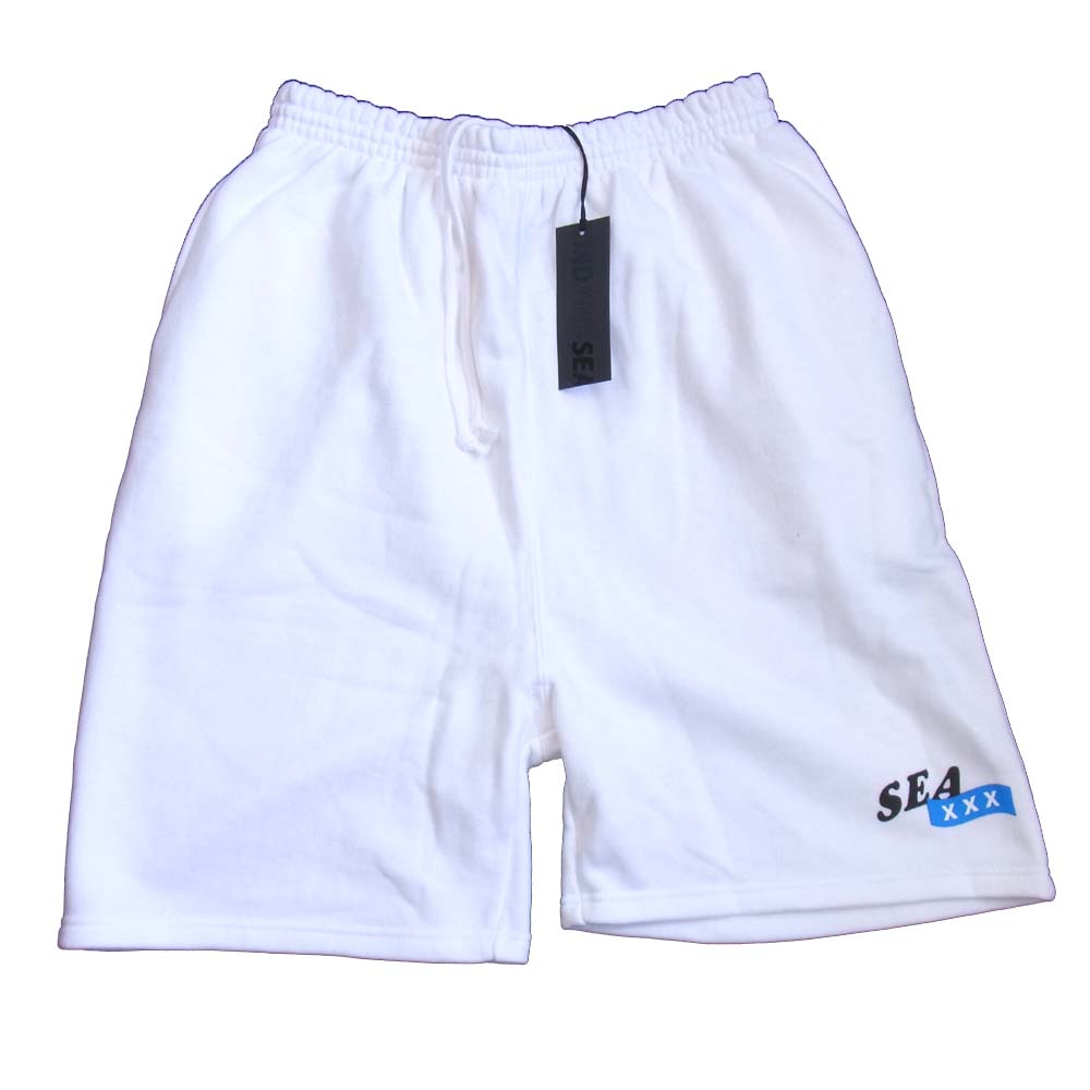 ウィンダンシー WIND AND SEA 20SS WDS-XXX-03  ゴッドセレクション GOD SELECTION XXX SWEAT SHORTS ロゴプリント スウェット ショーツ ホワイト系 M【新古品】【未使用】【中古】