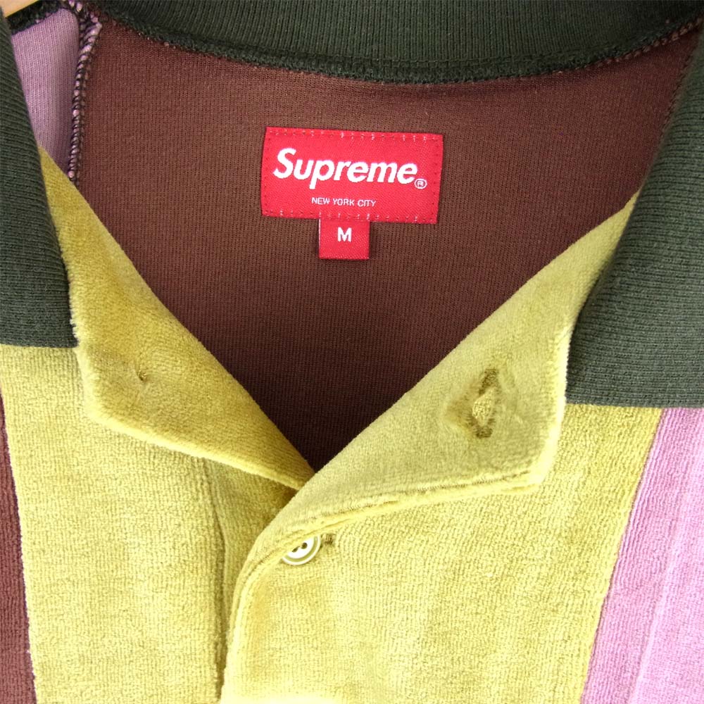 Supreme シュプリーム 20AW Patchwork Velour L/S Polo パッチワーク ベロア 長袖 ポロ シャツ マルチカラー系 M【新古品】【未使用】【中古】