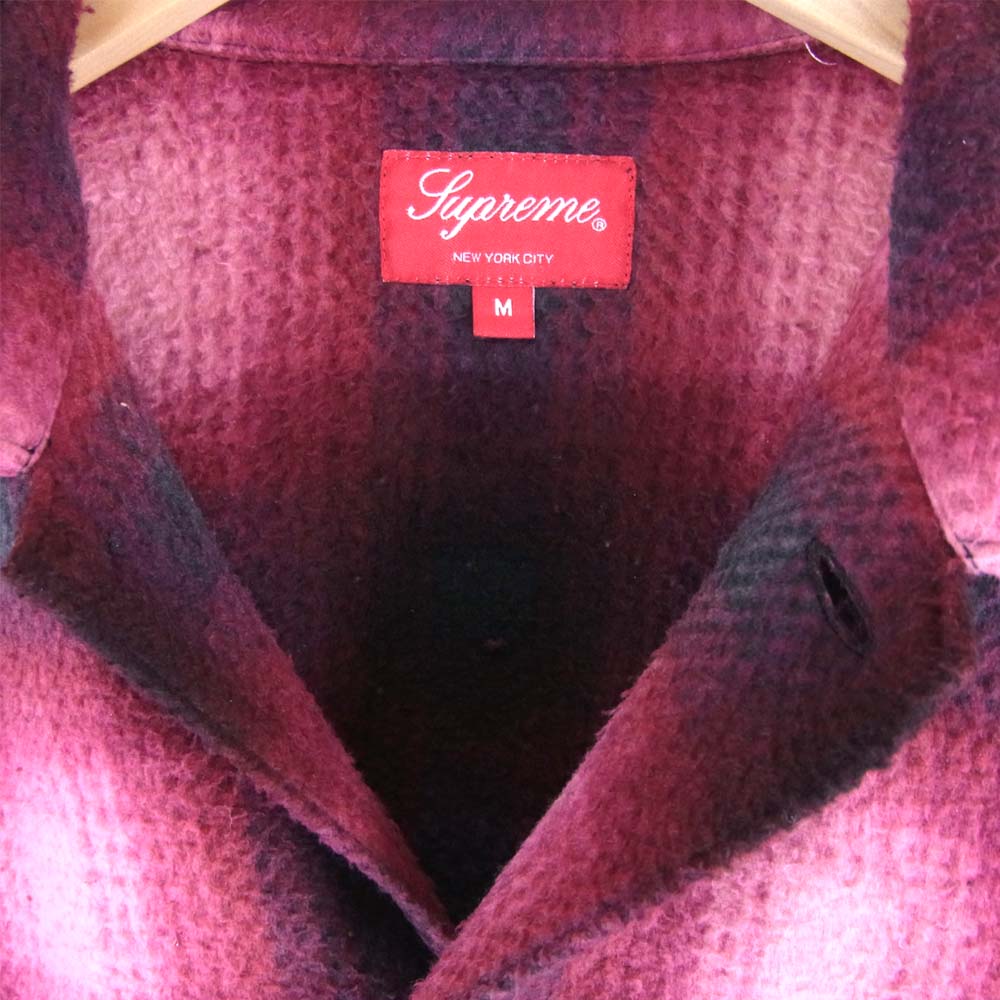 Supreme シュプリーム 20AW Shadow Plaid Fleece Shirt シャドウ プレイド フリース チェック シャツ レッド系 エンジ系 M【新古品】【未使用】【中古】
