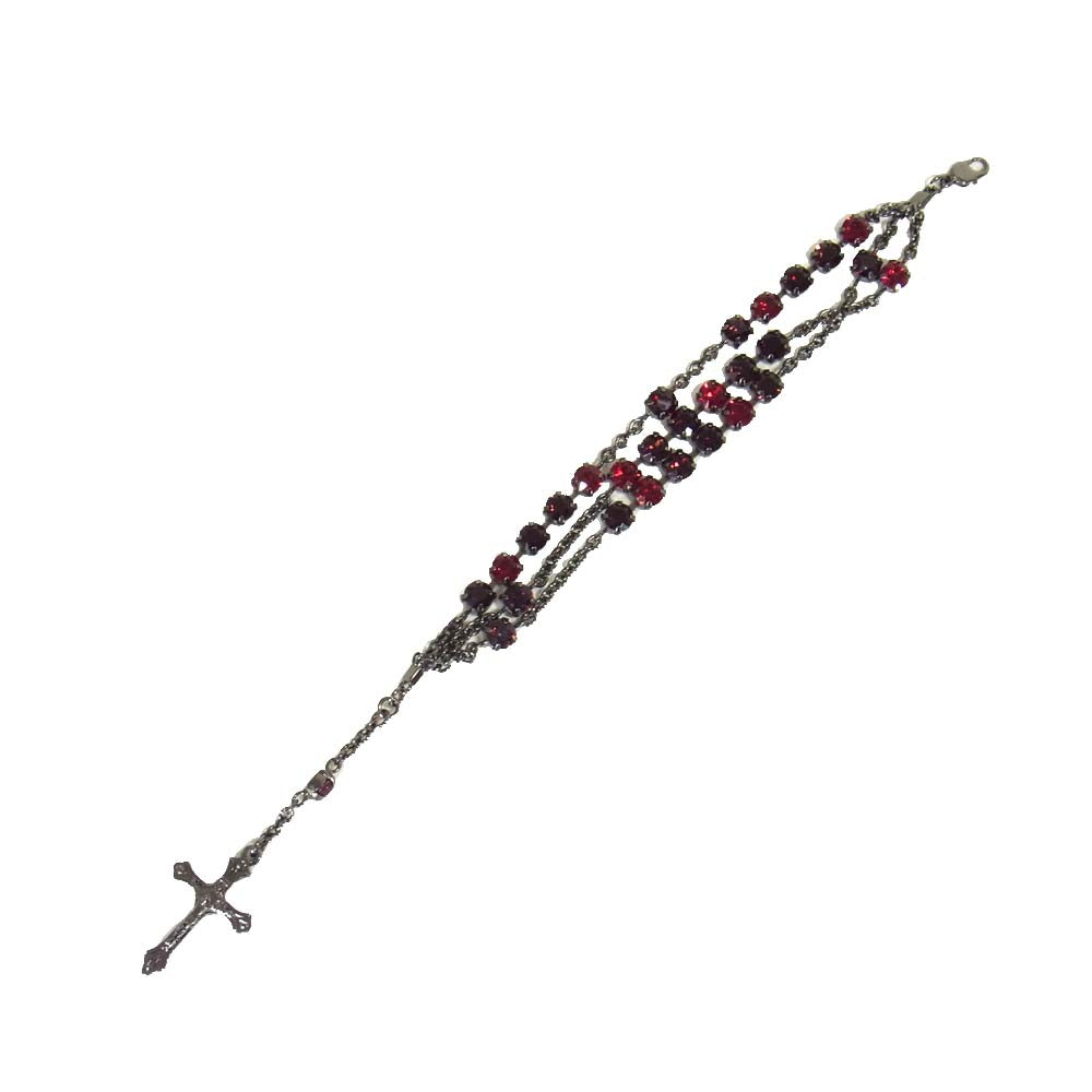 GIVENCHY ジバンシィ 石付き ロザリオ ブレスレット レッド系【中古】