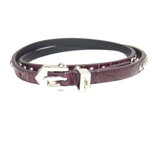 GIVENCHY ジバンシィ 型押し ナロー スタッズ ベルト エンジ系【中古】