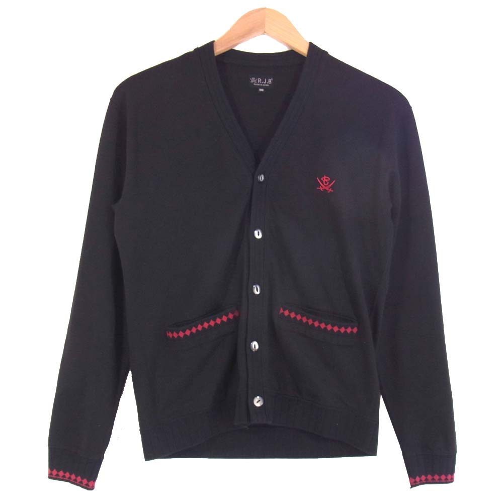 R.J.B アールジェイビー ロカビリー ショールカラー カーディガン ブラック系 36【中古】