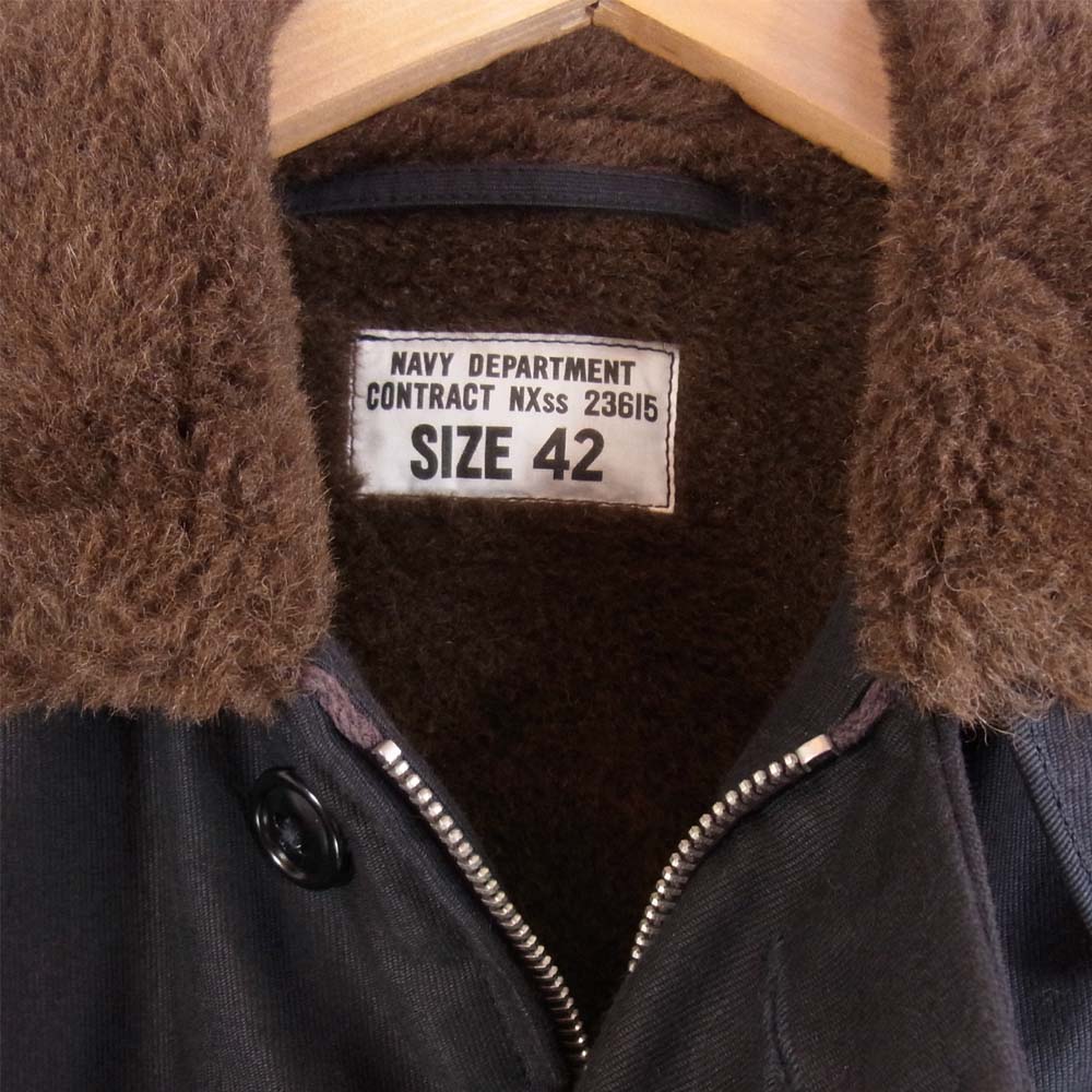 The REAL McCOY'S ザリアルマッコイズ 23615 デッキジャケット ボア ムートン カスタムパッチ付 ブラック系 42【中古】