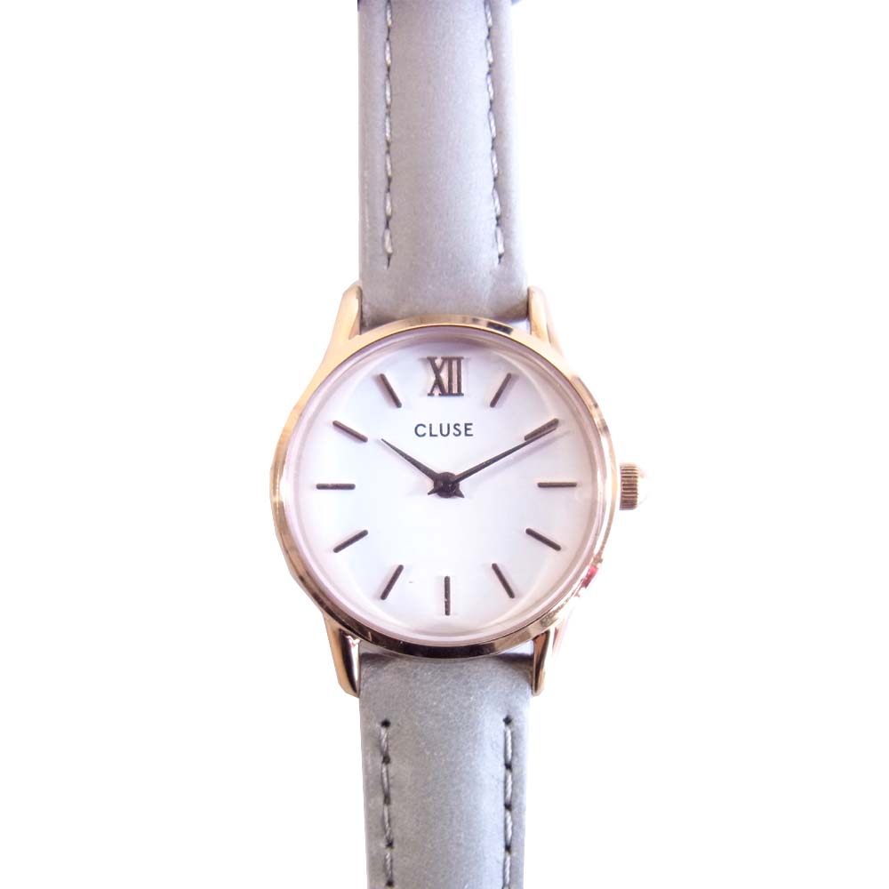 CLUSE クルース B52415 未使用品 Leather Strap Minimalistic Design レザーベルト クォーツ 時計 グレー系【極上美品】【中古】