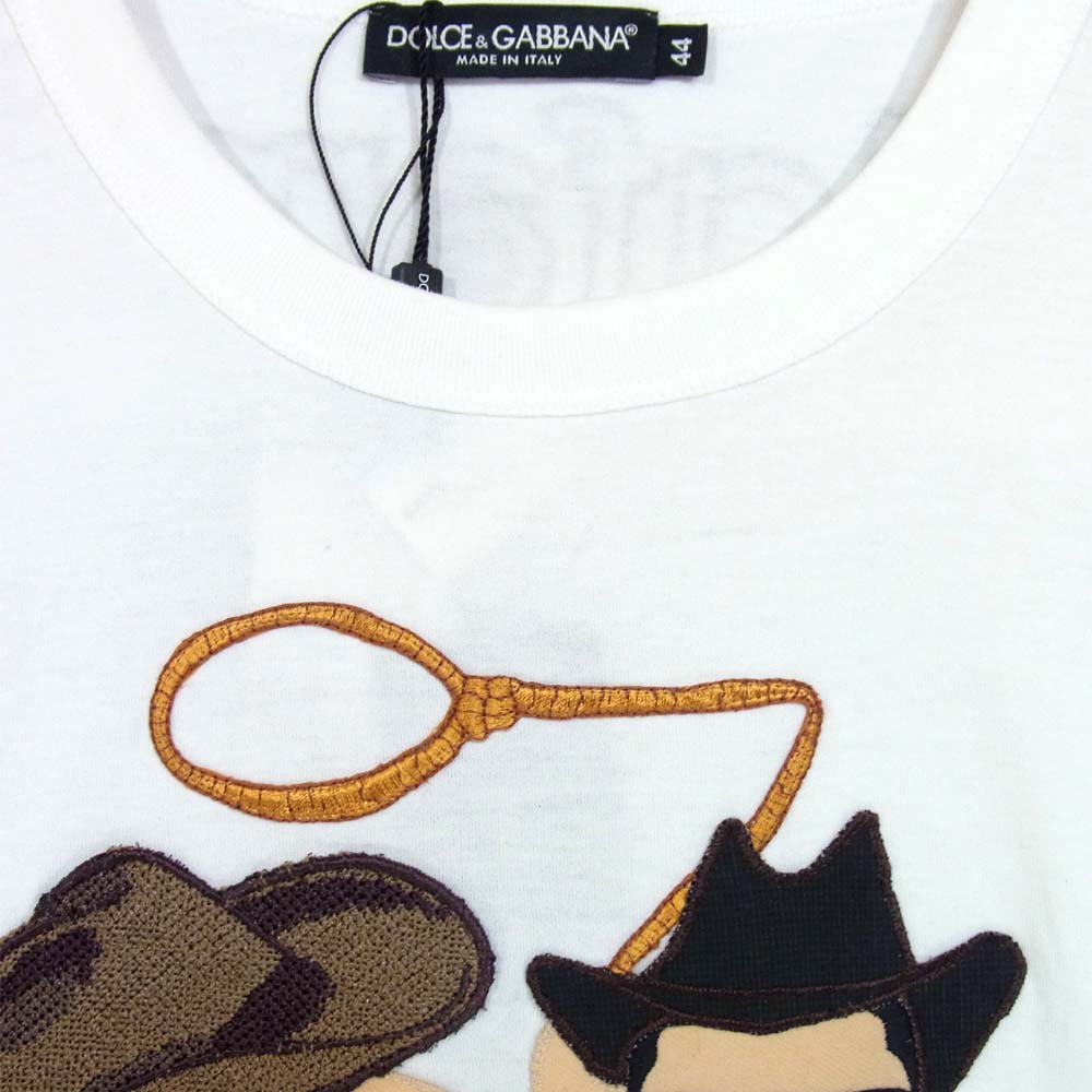 DOLCE&GABBANA ドルチェアンドガッバーナ G8GH2ZG7IYX1  DG family EMBROIDERY ファミリー刺繍 半袖 Tシャツ ホワイト系 44【中古】