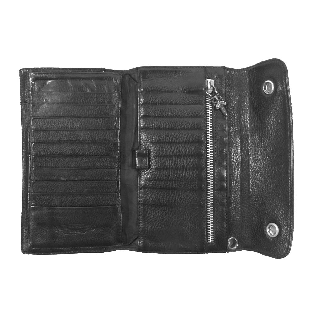 CHROME HEARTS クロムハーツ（原本無） WAVE ウェーブ クロスボール ボタン ウォレット ブラック系 表記なし【中古】
