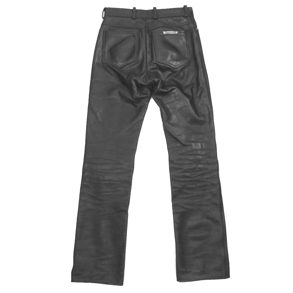 CHROME HEARTS クロムハーツ（原本無） クロスボール ボタン フレアニー レザー パンツ ブラック系 29R【中古】