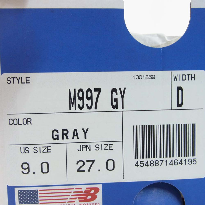 NEW BALANCE ニューバランス Ｍ997 GY USA製 スニーカー シューズ グレー系 27cm【中古】