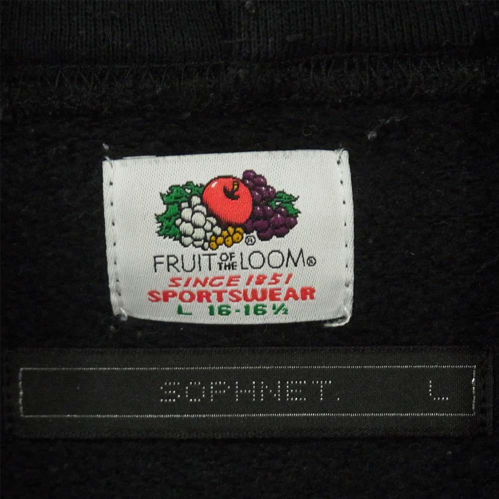 SOPHNET. ソフネット SOPH-189146 FRUIT OF THE LOOM フルーツ AUTHENTIC PULL OVER HOODY プルオーバー パーカー ブラック系 L【中古】