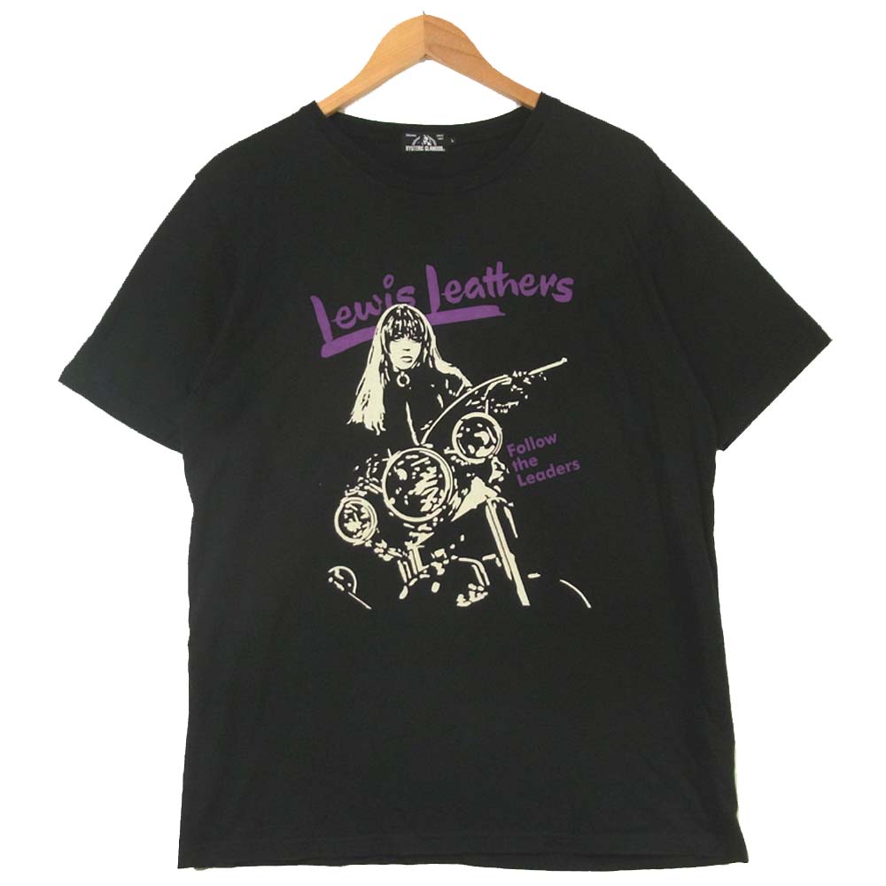 HYSTERIC GLAMOUR ヒステリックグラマー 02173CT24 ルイスレザー Lewis Leathers ガール プリント 半袖 Tシャツ ブラック系 L【美品】【中古】