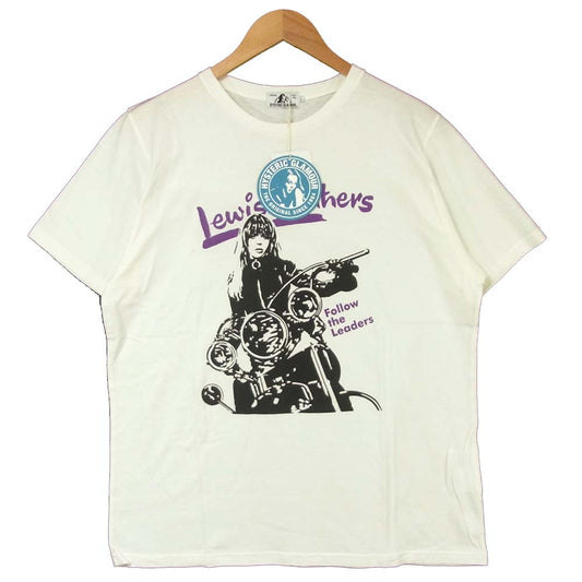 HYSTERIC GLAMOUR ヒステリックグラマー 02173CT24400 ルイスレザー Lewis Leathers ガール プリント 半袖 Tシャツ オフホワイト系 L【新古品】【未使用】【中古】