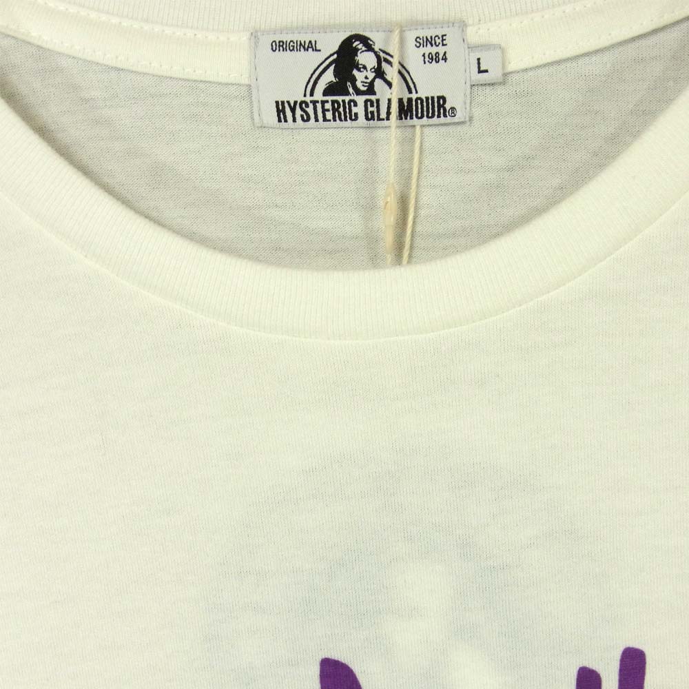HYSTERIC GLAMOUR ヒステリックグラマー 02173CT24400 ルイスレザー Lewis Leathers ガール プリント 半袖 Tシャツ オフホワイト系 L【新古品】【未使用】【中古】