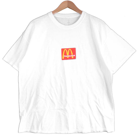 トラビススコット Travis Scott  CJMD-SS03 マクドナルド MCDONALDS SESAME T-SHIRT ロゴ プリント Tシャツ ホワイト系 L【新古品】【未使用】【中古】
