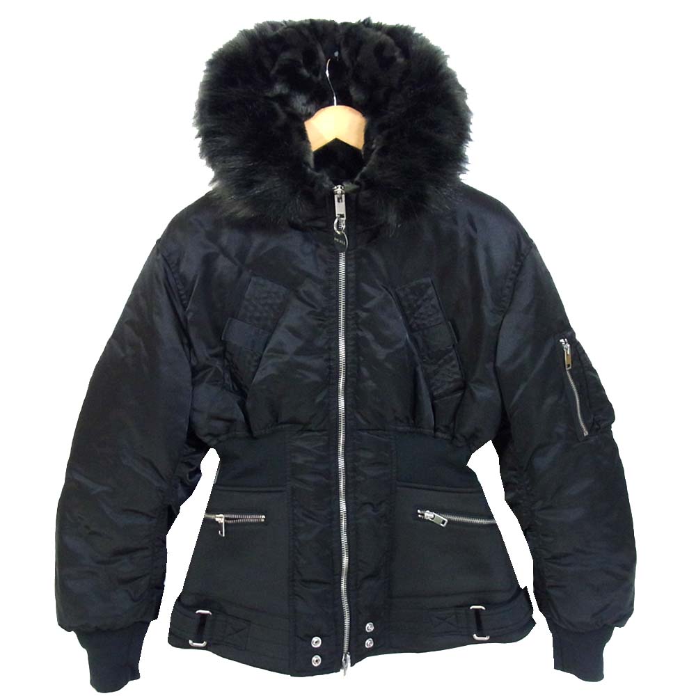 DIESEL ディーゼル フード ボア フライト ジャケット ブラック系 S【中古】