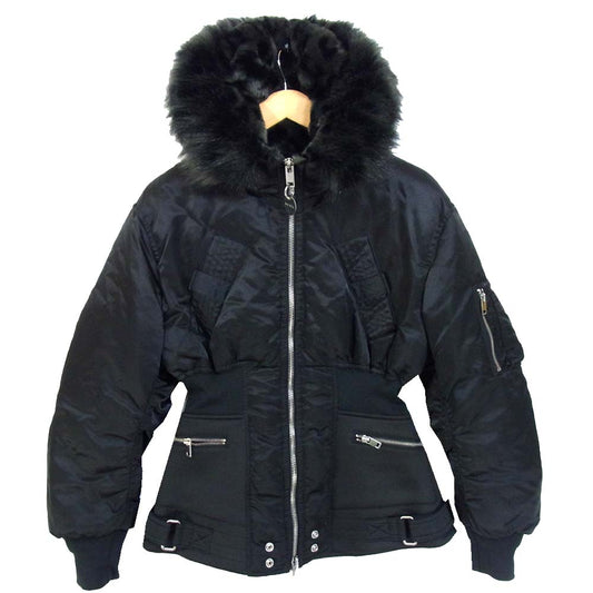DIESEL ディーゼル フード ボア フライト ジャケット ブラック系 S【中古】