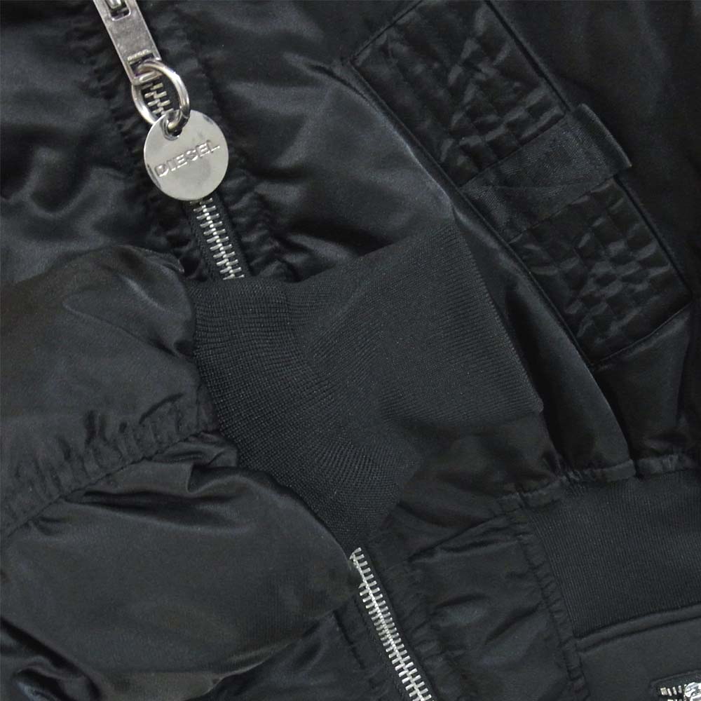 DIESEL ディーゼル フード ボア フライト ジャケット ブラック系 S【中古】