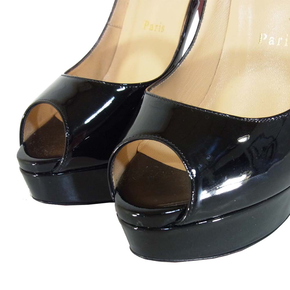 Christian Louboutin クリスチャンルブタン 3100893 LADY PEEP 150 PATENT CALF ハイヒール パンプス ブラック系 37.5【中古】