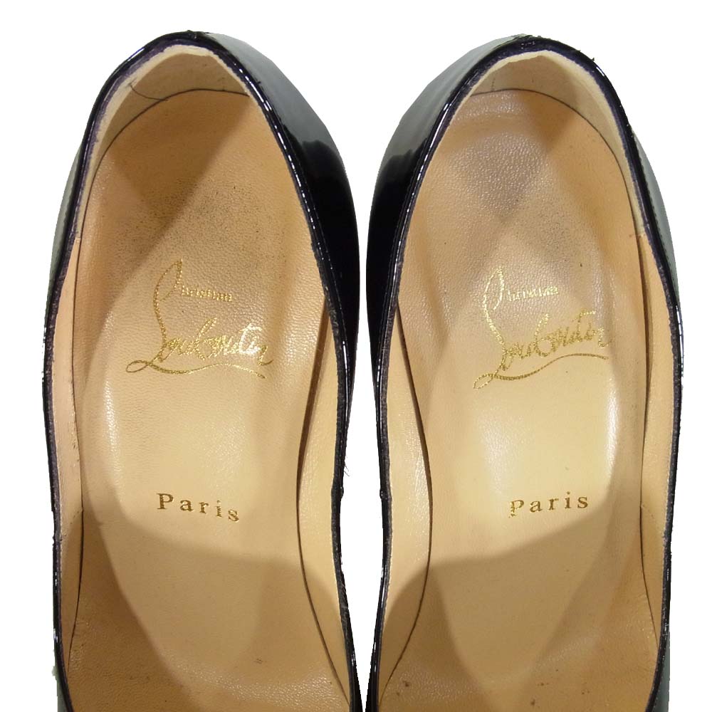 Christian Louboutin クリスチャンルブタン 3100893 LADY PEEP 150 PATENT CALF ハイヒール パンプス ブラック系 37.5【中古】